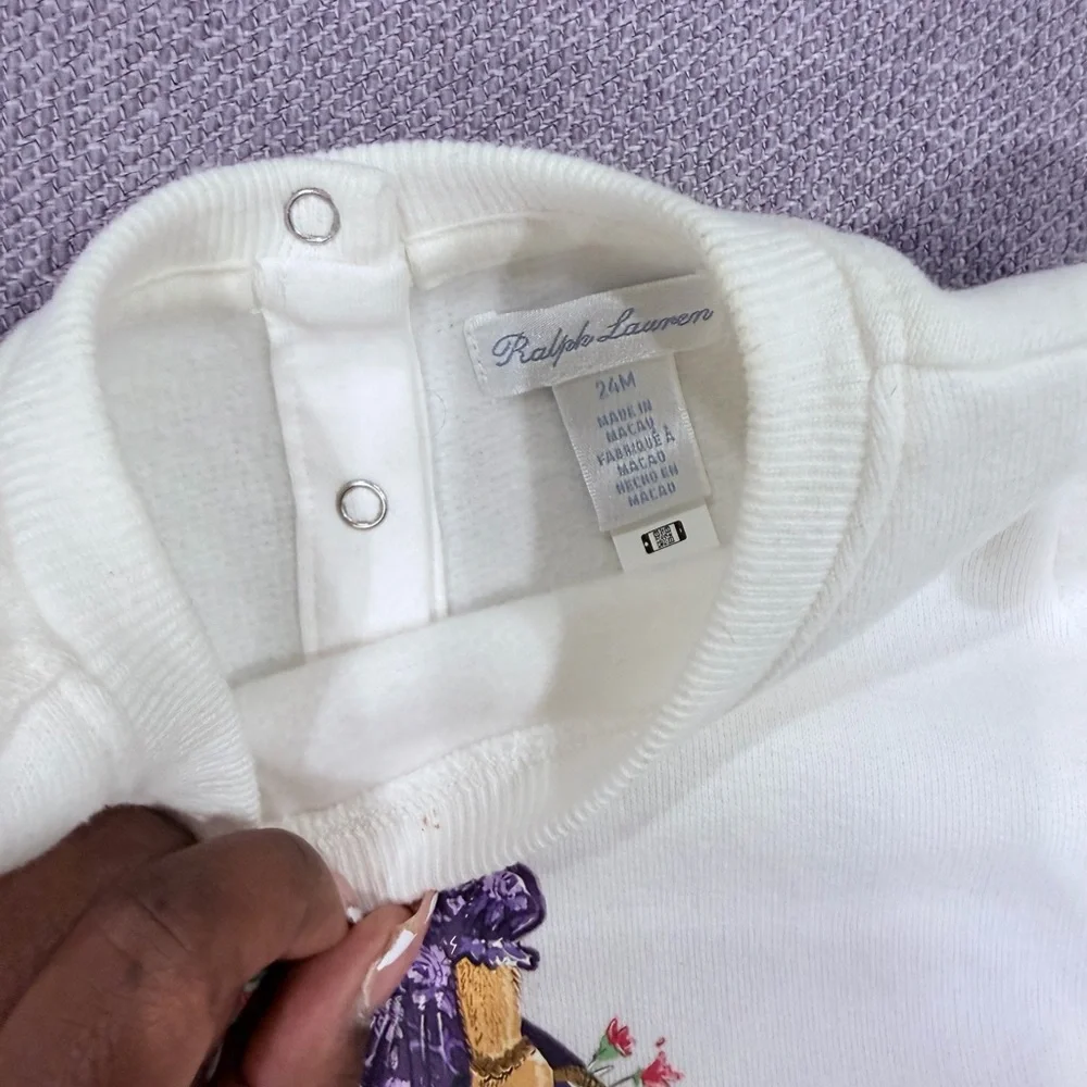 Ralph Lauren Cream Bear Graphic Pajama Set